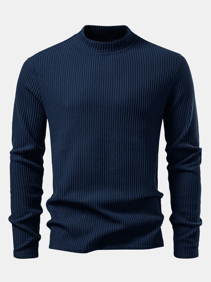 Long Sleeve Waffle Mock Neck T-Shirt