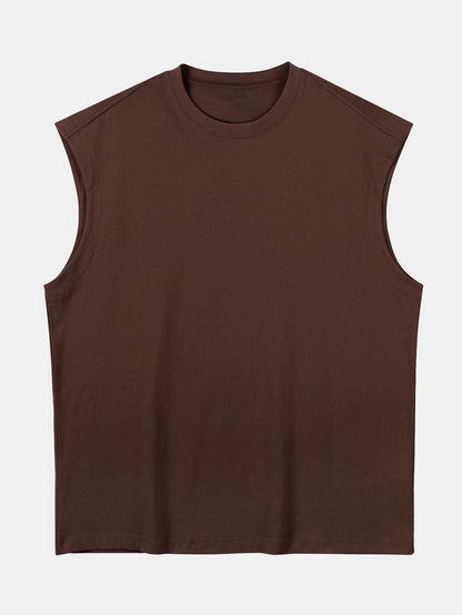 3 Pieces Relax Fit Cotton Drop Shoulder Sleeveless T-Shirts