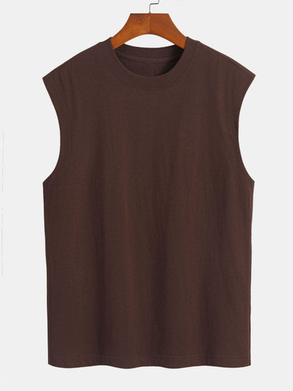 3 Pieces Relax Fit Cotton Drop Shoulder Sleeveless T-Shirts