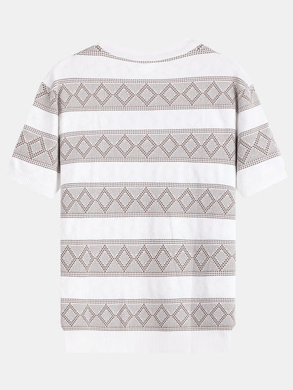 Rhombus Geometry Knitted Sweater T-Shirt
