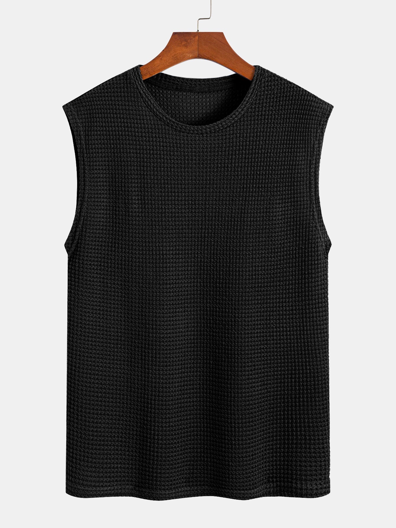 Waffle Knit Wide Strap Sleeveless T-Shirt