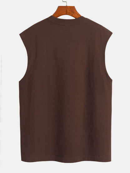 3 Pieces Relax Fit Cotton Drop Shoulder Sleeveless T-Shirts