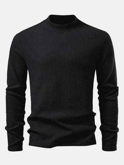 Long Sleeve Waffle Mock Neck T-Shirt
