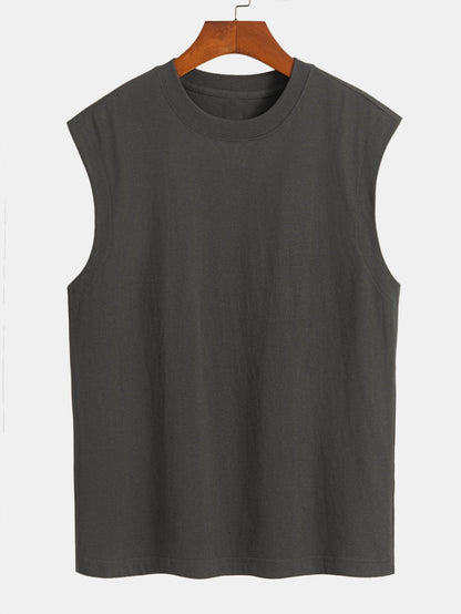 3 Pieces Relax Fit Cotton Drop Shoulder Sleeveless T-Shirts