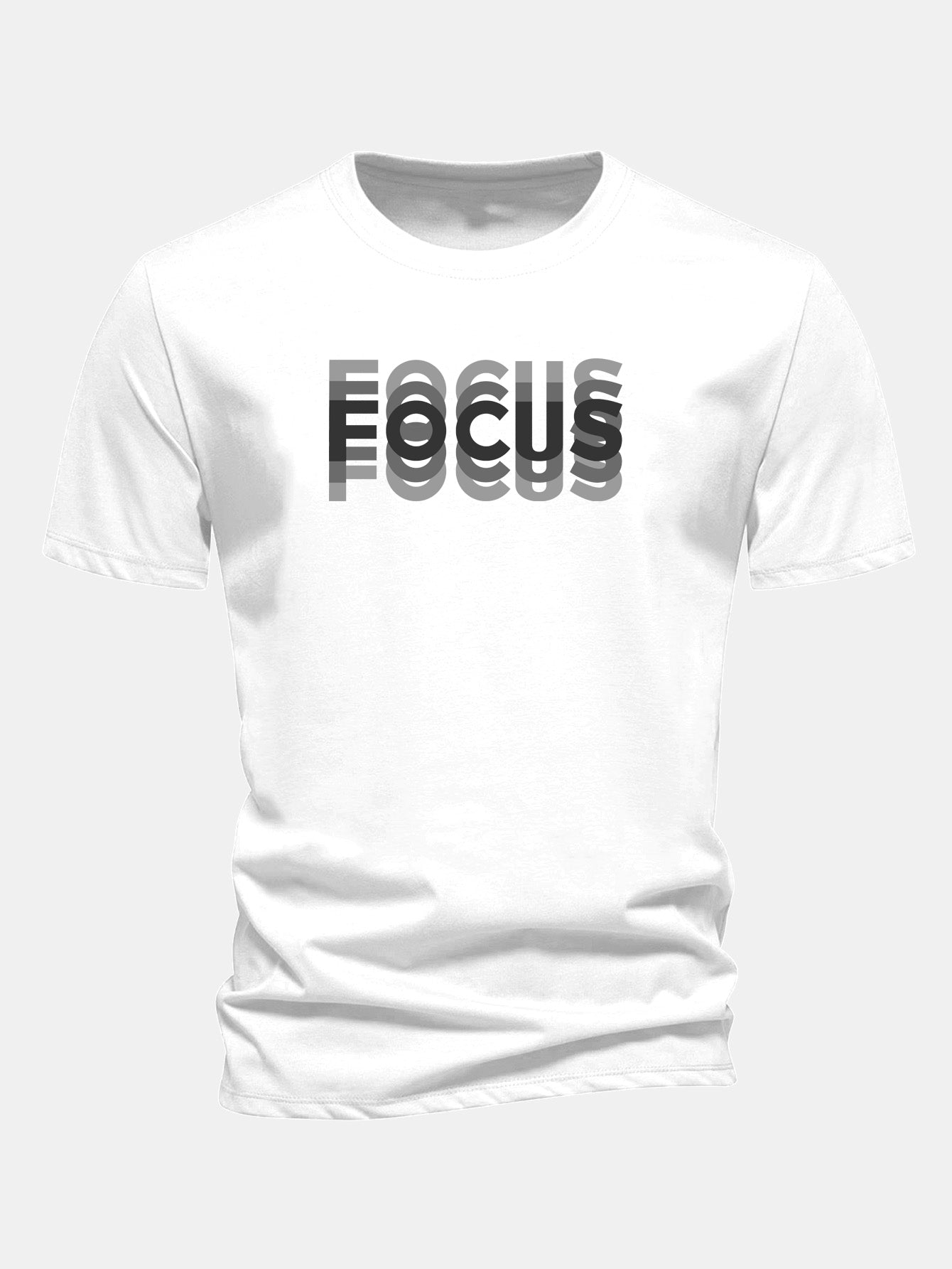 Regular Fit Focus Slogan Print Cotton T-Shirt