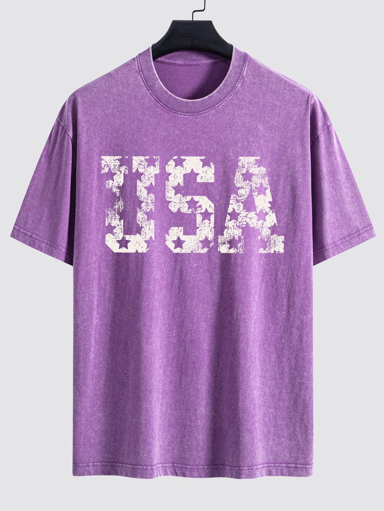 USA Print Washed Distressed Drop Shoulder T-Shirt