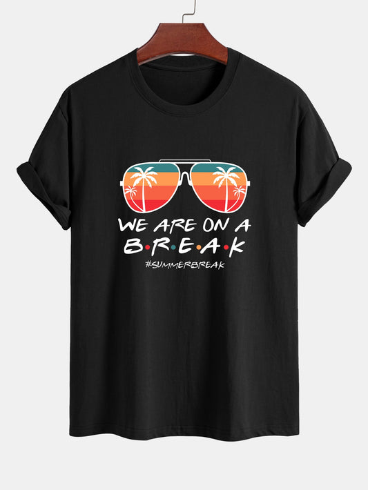 Regular Fit Sunglasses Palm Tree Print Cotton T-Shirt