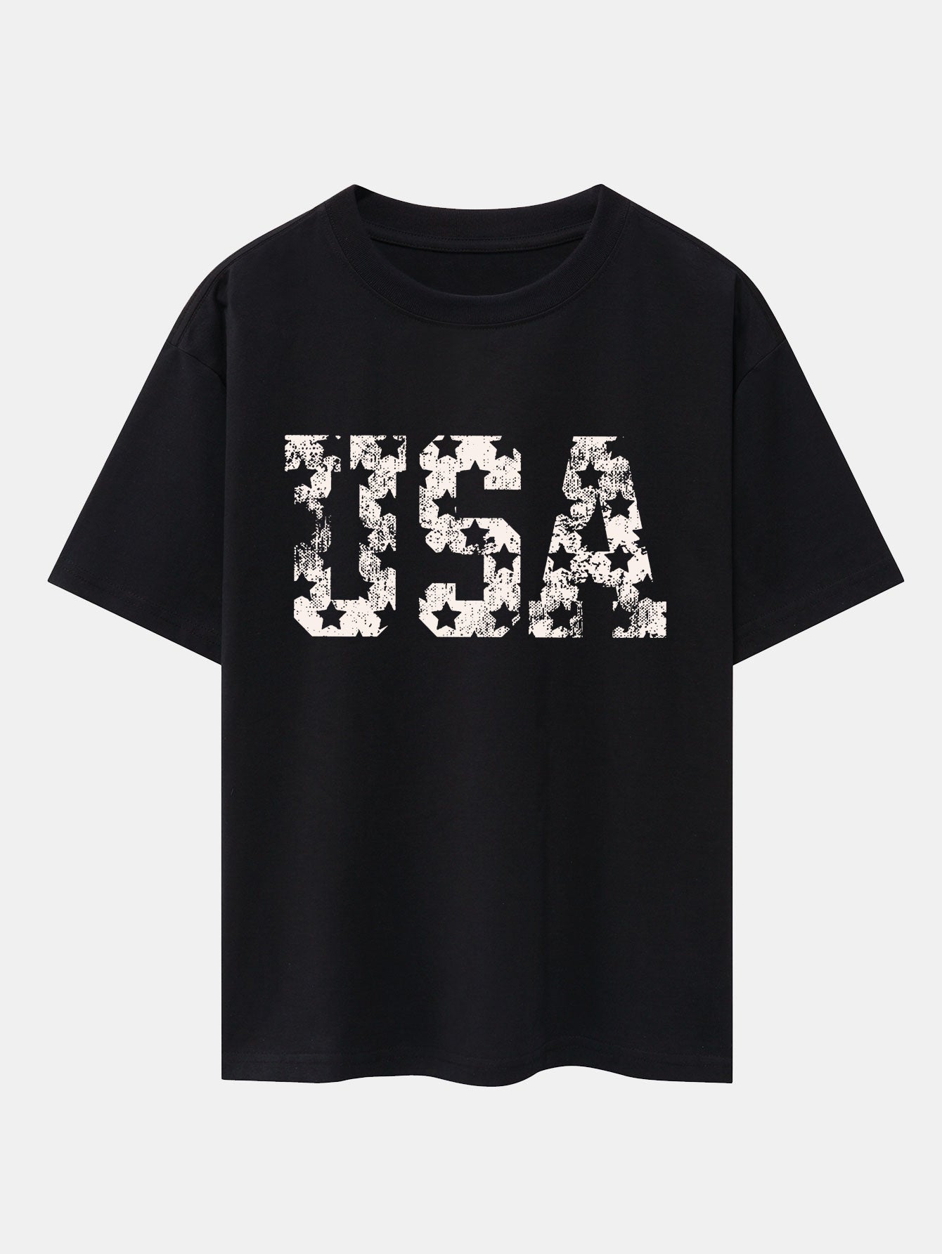 USA Print Drop Shoulder Oversize T-Shirt