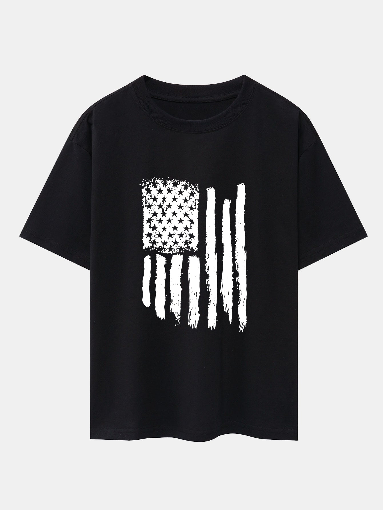 American Flag Print Drop Shoulder Oversize T-Shirt