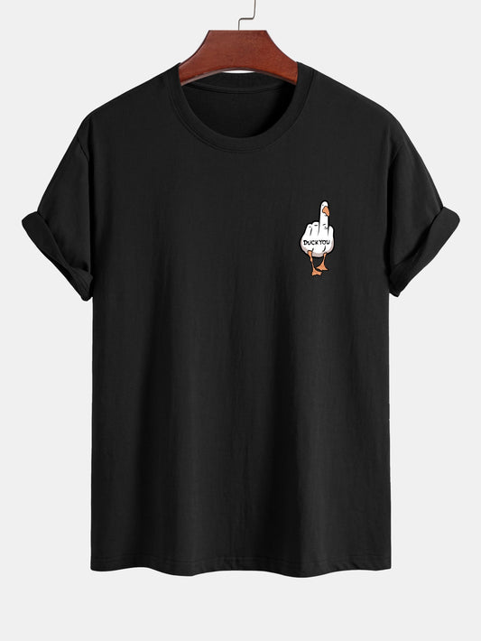 Regular Fit Duck You Print Cotton T-Shirt