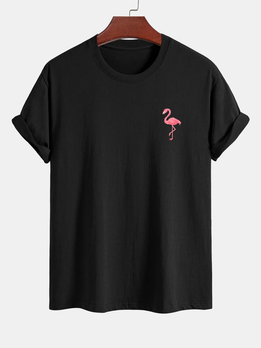 Regular Fit Flamingo Print Cotton T-Shirt
