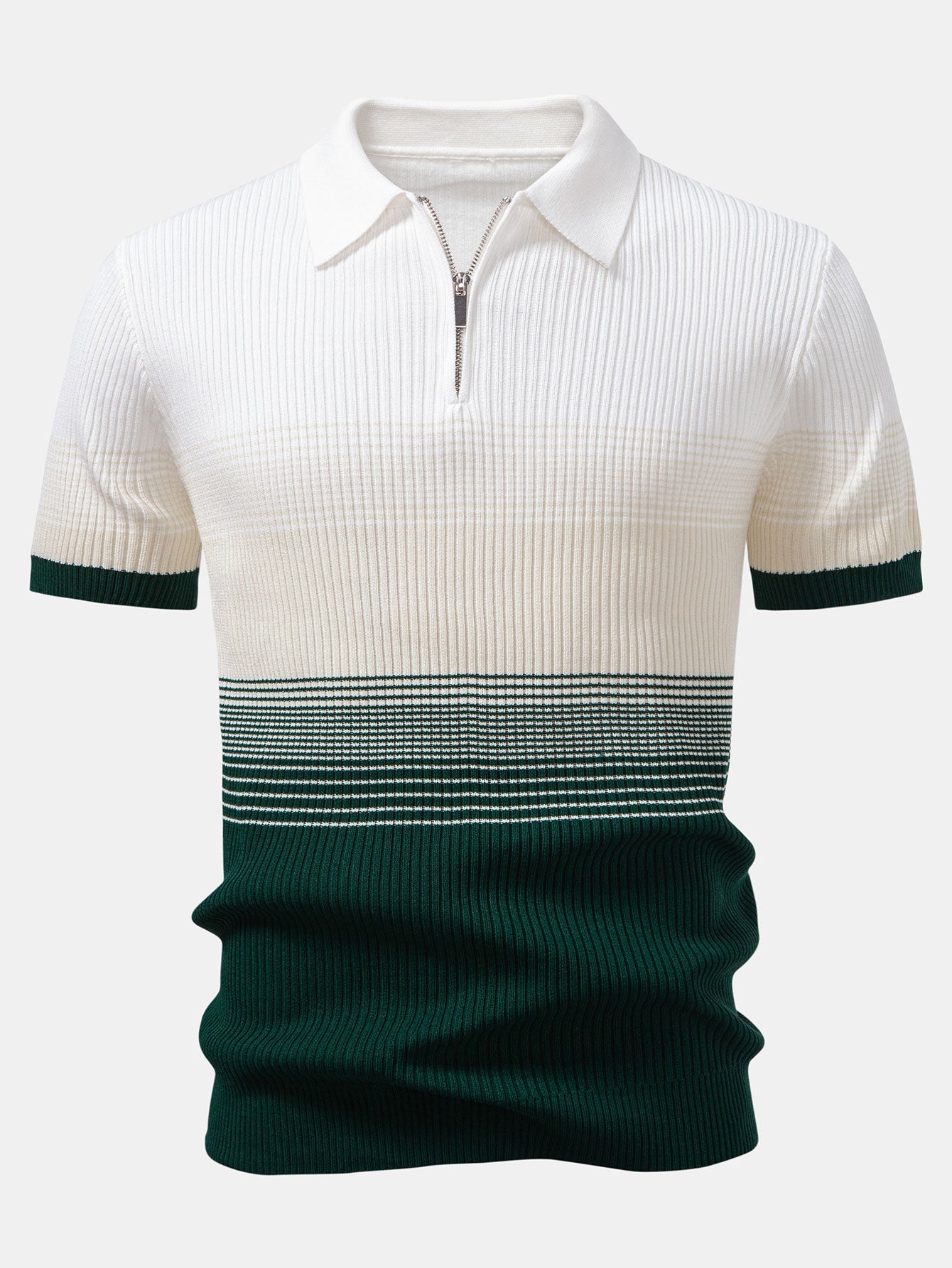 Striped Gradient Knitted Polo Shirt