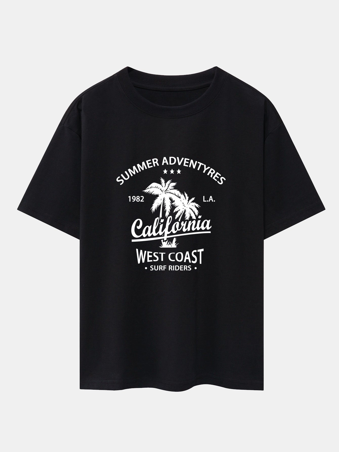 California Palm Tree Print Drop Shoulder Oversize T-Shirt