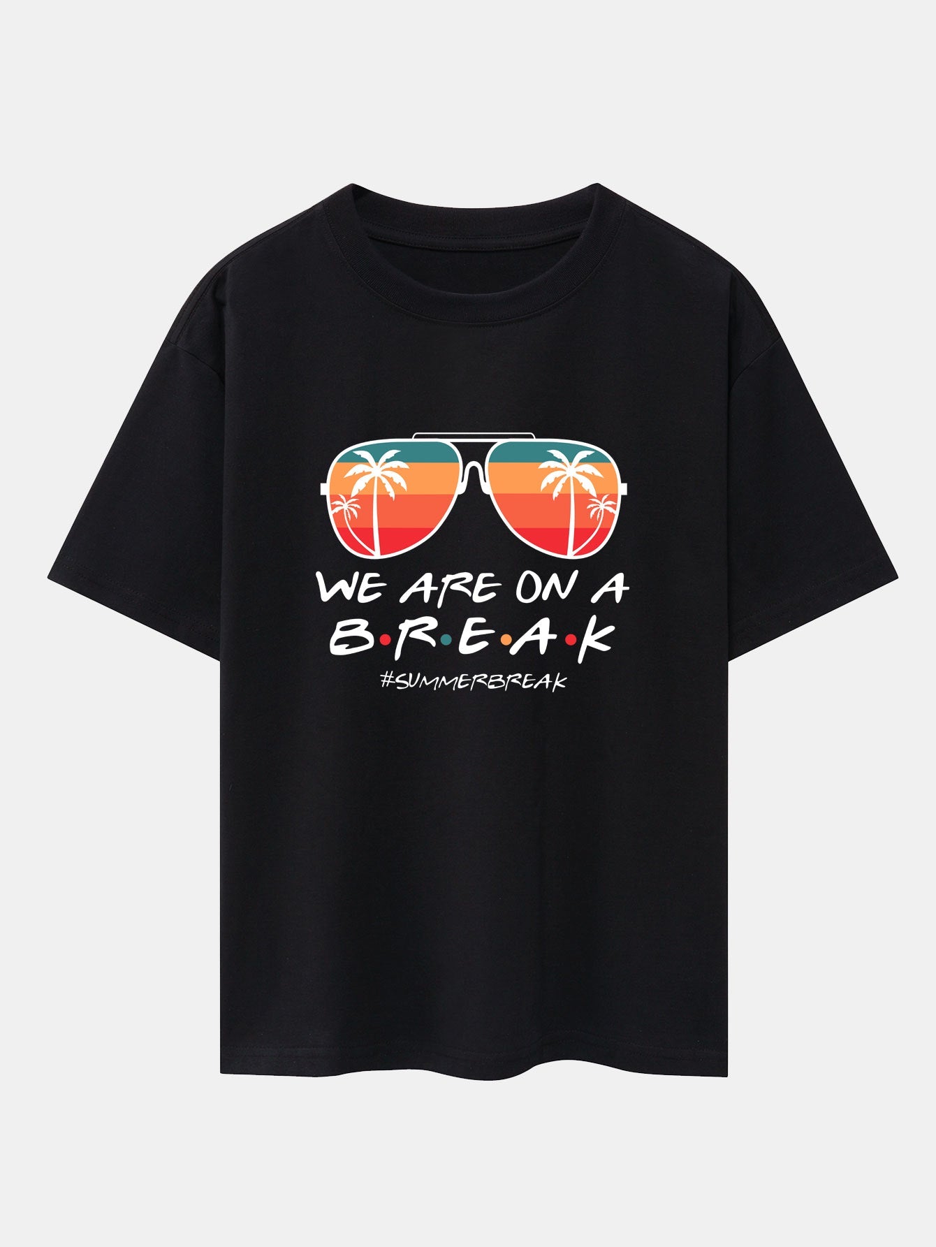 Sunglasses Palm Tree Print Drop Shoulder Oversize T-Shirt