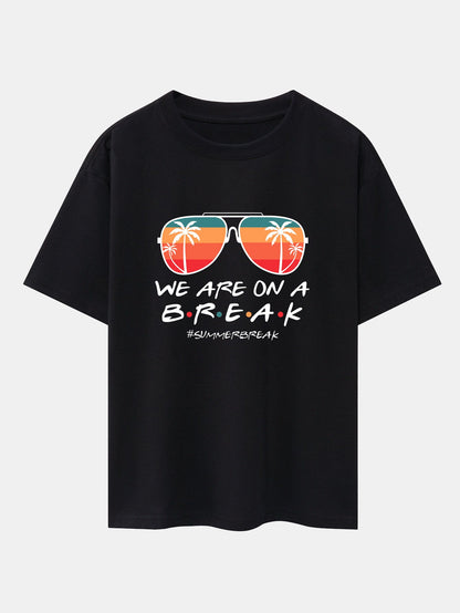 Sunglasses Palm Tree Print Drop Shoulder Oversize T-Shirt