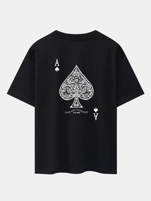 Ace Of Spades Print Drop Shoulder Oversize T-Shirt