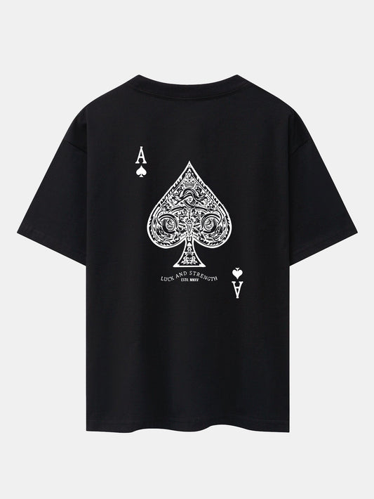 Ace Of Spades Print Drop Shoulder Oversize T-Shirt