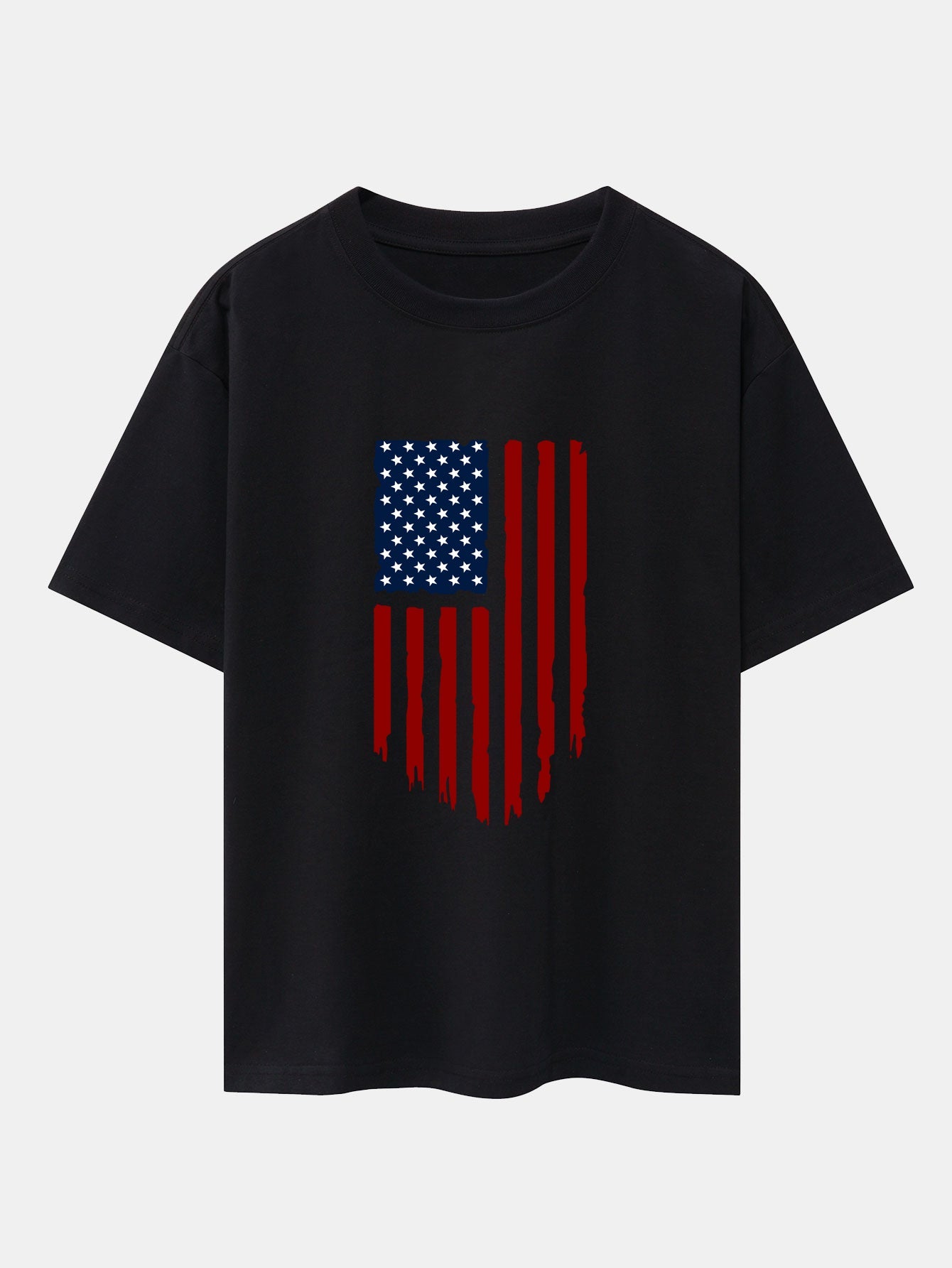 American Flag Print Drop Shoulder Oversize T-Shirt