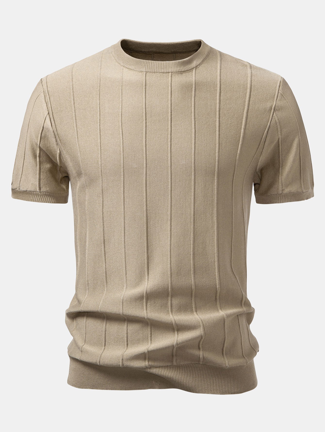 Striped Jacquard Crew Neck Sweater Knitted T-Shirt