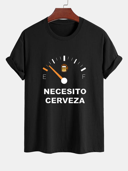 Regular Fit I Need Beer Print Cotton T-Shirt