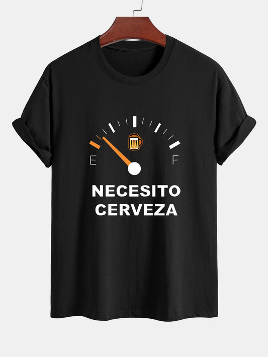 Regular Fit I Need Beer Print Cotton T-Shirt