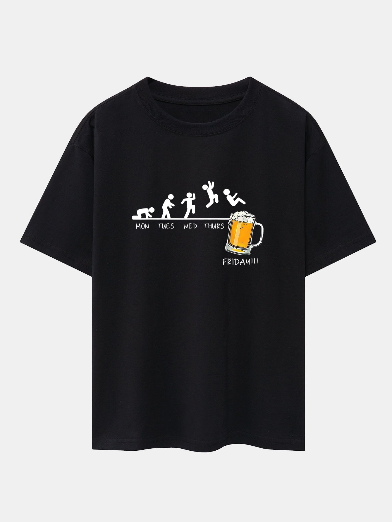 Beer Weekly Evolution Print Drop Shoulder Oversize T-Shirt