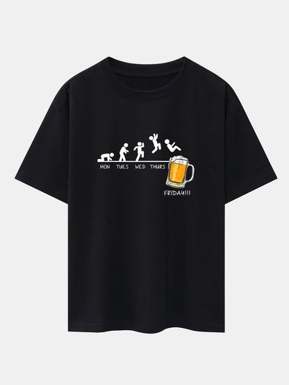 Beer Weekly Evolution Print Drop Shoulder Oversize T-Shirt