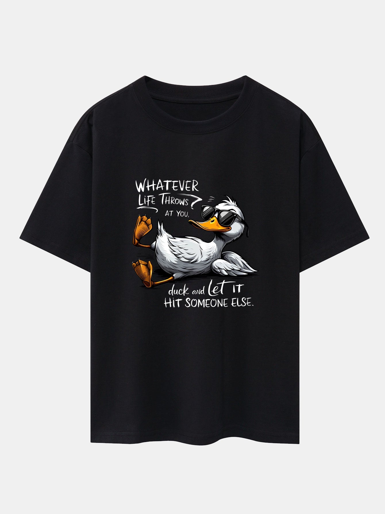 Sunglasses Goose Print Drop Shoulder Oversize T-Shirt