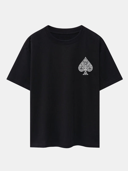 Ace Of Spades Print Drop Shoulder Oversize T-Shirt