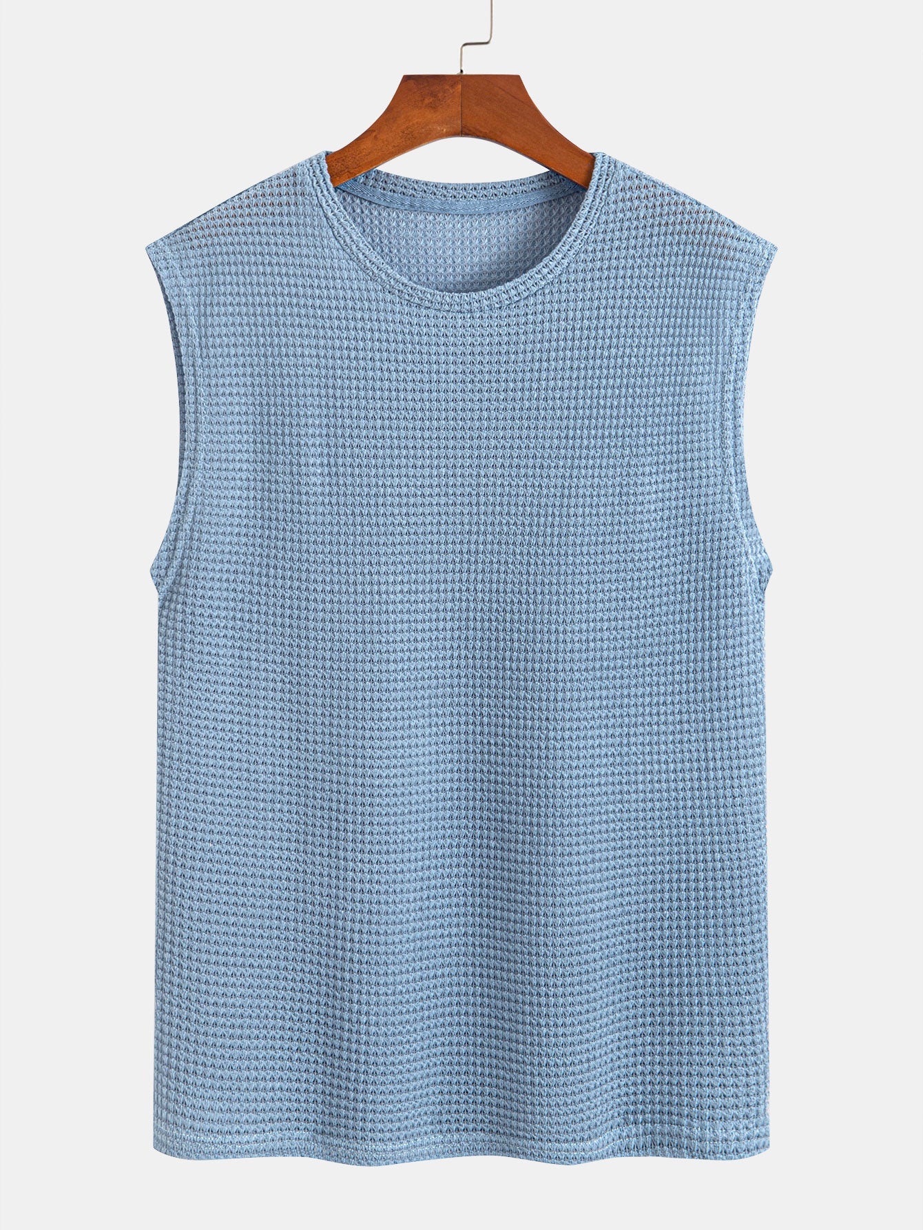 Waffle Knit Wide Strap Sleeveless T-Shirt