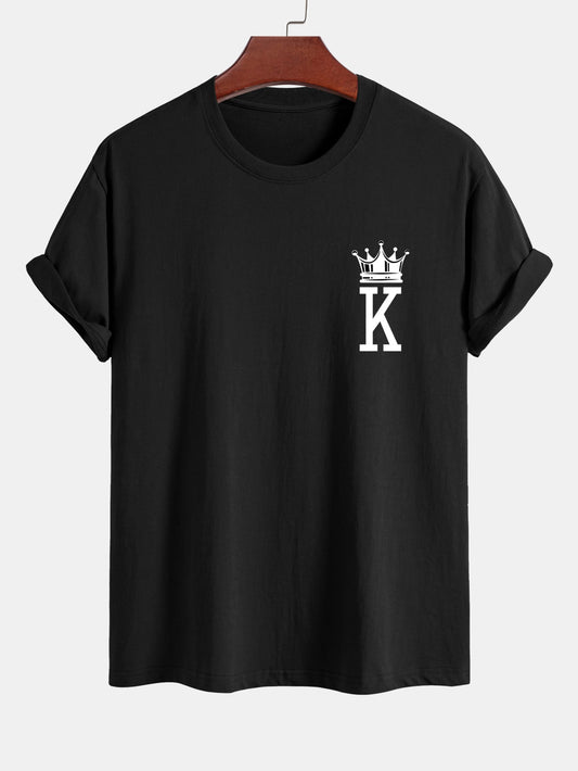 Regular Fit Crown King Print Cotton T-Shirt