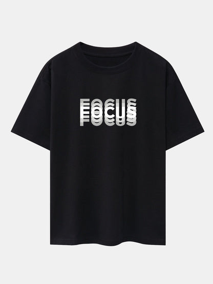 Focus Slogan Print Drop Shoulder Oversize T-Shirt