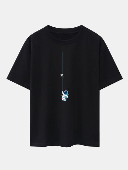 Astronaut On A Rope Print Drop Shoulder Oversize T-Shirt