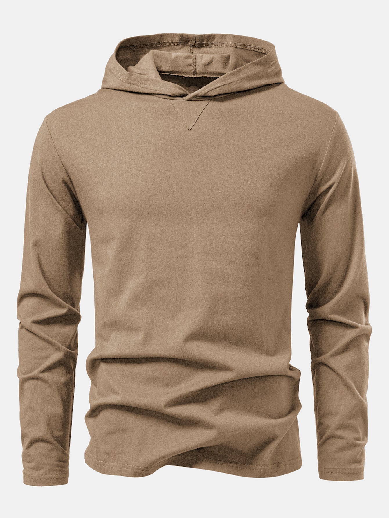Long Sleeved Cotton Hooded T-Shirt