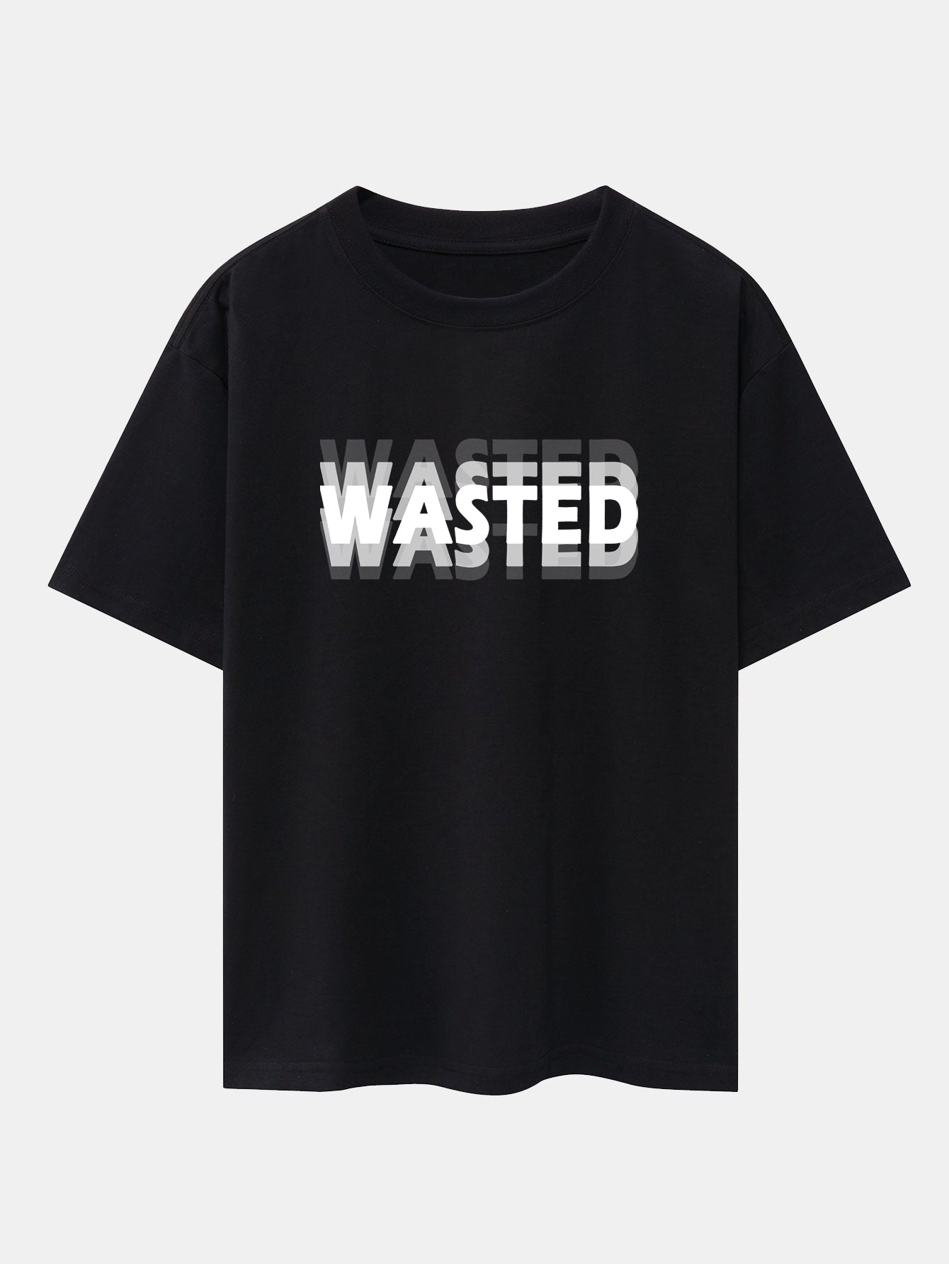 Wasted Print Drop Shoulder Oversize T-Shirt