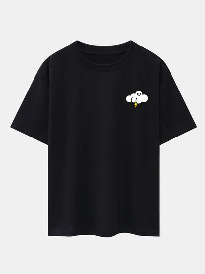 Thundercloud Print Drop Shoulder Oversize T-Shirt