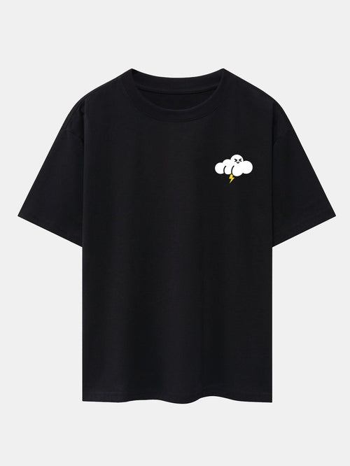 Thundercloud Print Drop Shoulder Oversize T-Shirt