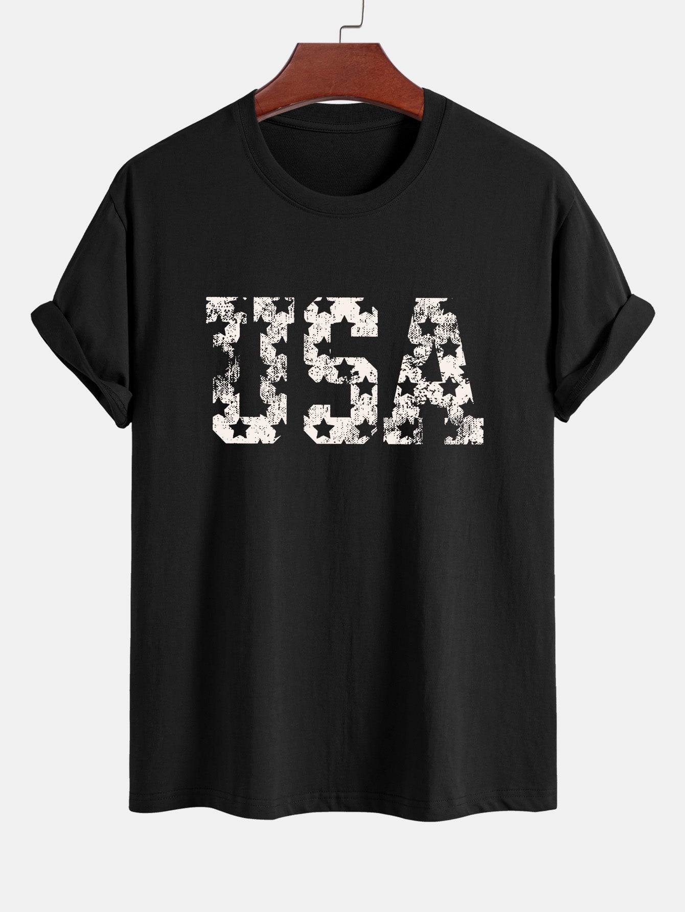 Regular Fit USA Print Cotton T-Shirt