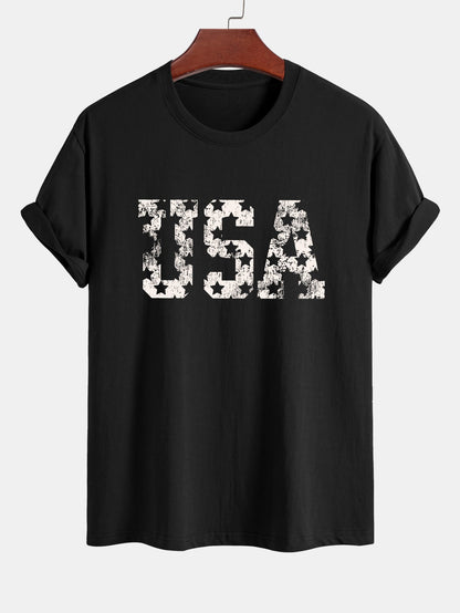 Regular Fit USA Print Cotton T-Shirt