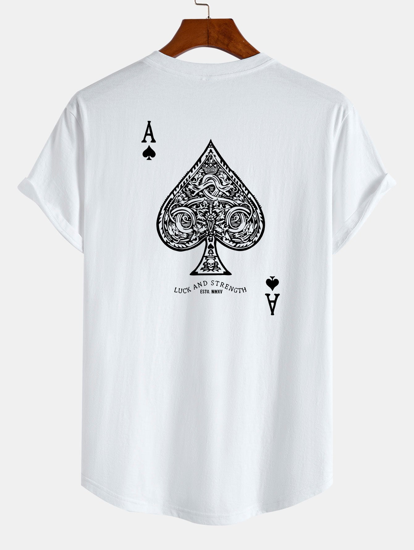 Ace Of Spades Print Cotton Arc Hem T-Shirt