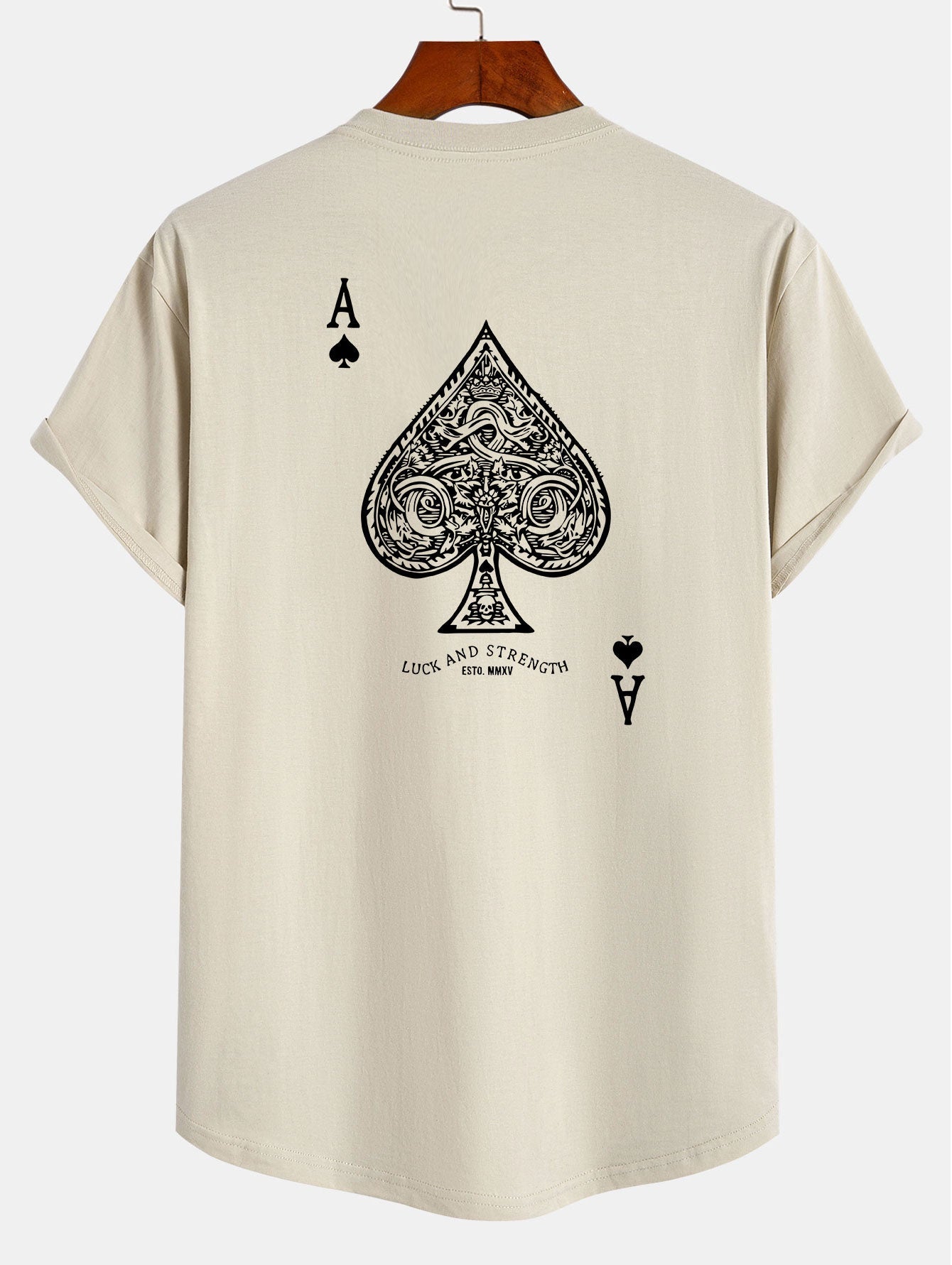 Ace Of Spades Print Cotton Arc Hem T-Shirt