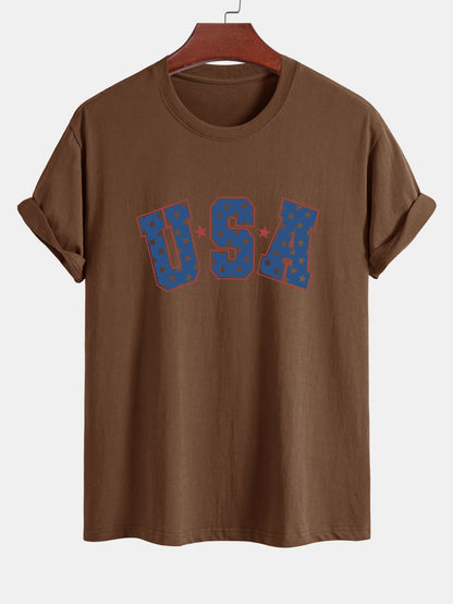 Regular Fit USA Print Cotton T-Shirt