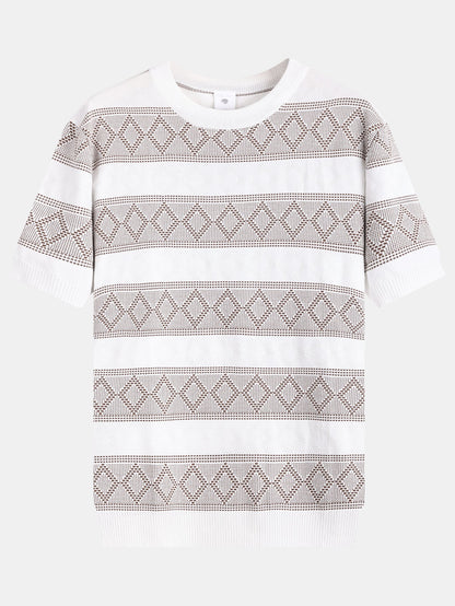 Rhombus Geometry Knitted Sweater T-Shirt