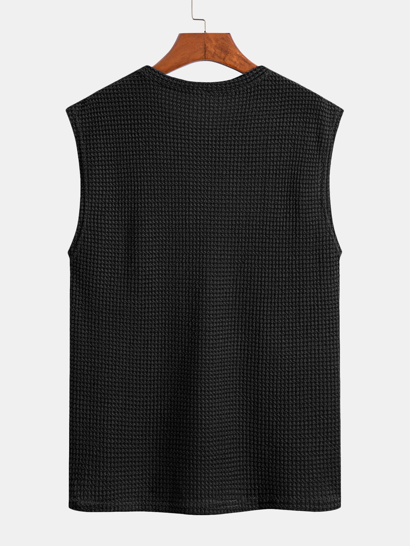Waffle Knit Wide Strap Sleeveless T-Shirt