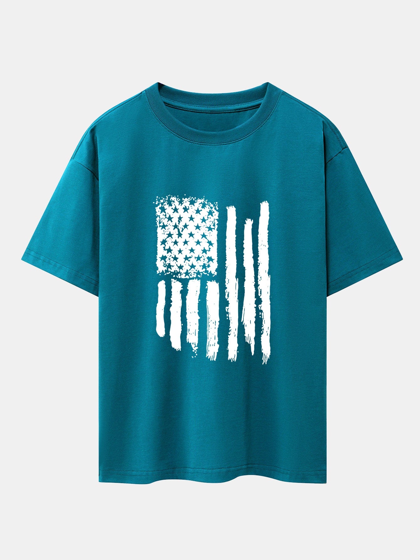 American Flag Print Drop Shoulder Oversize T-Shirt