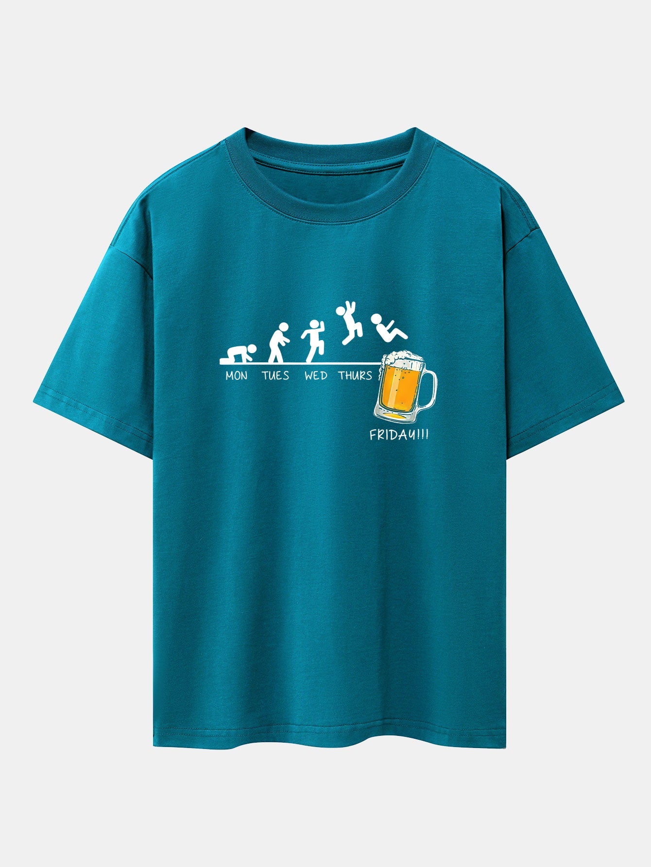 Beer Weekly Evolution Print Drop Shoulder Oversize T-Shirt