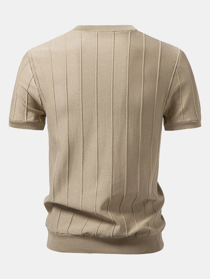 Striped Jacquard Crew Neck Sweater Knitted T-Shirt