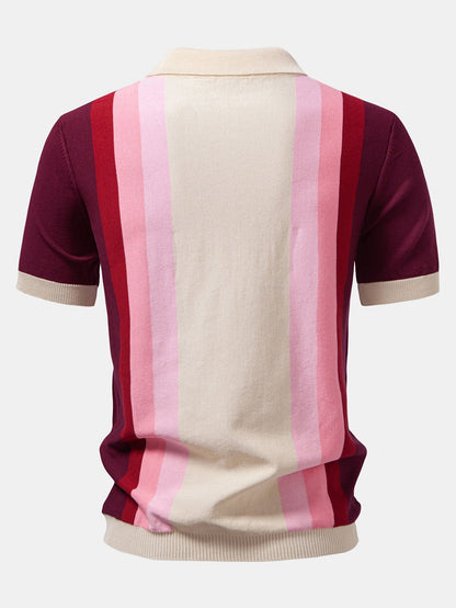 Striped Knitted Polo Shirt
