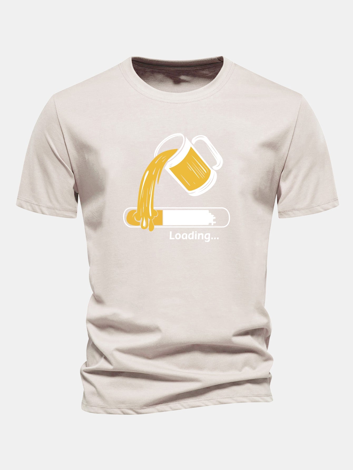 Regular Fit Beer Loading Print Cotton T-Shirt