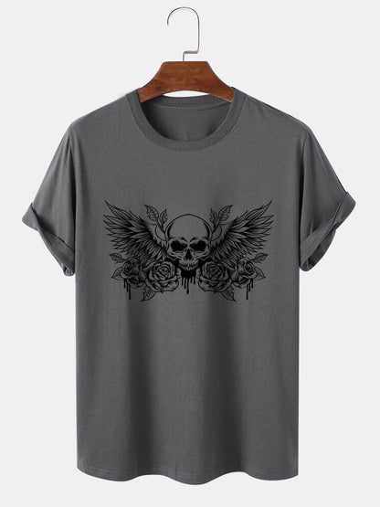Skull With Wings Print T-Shirt